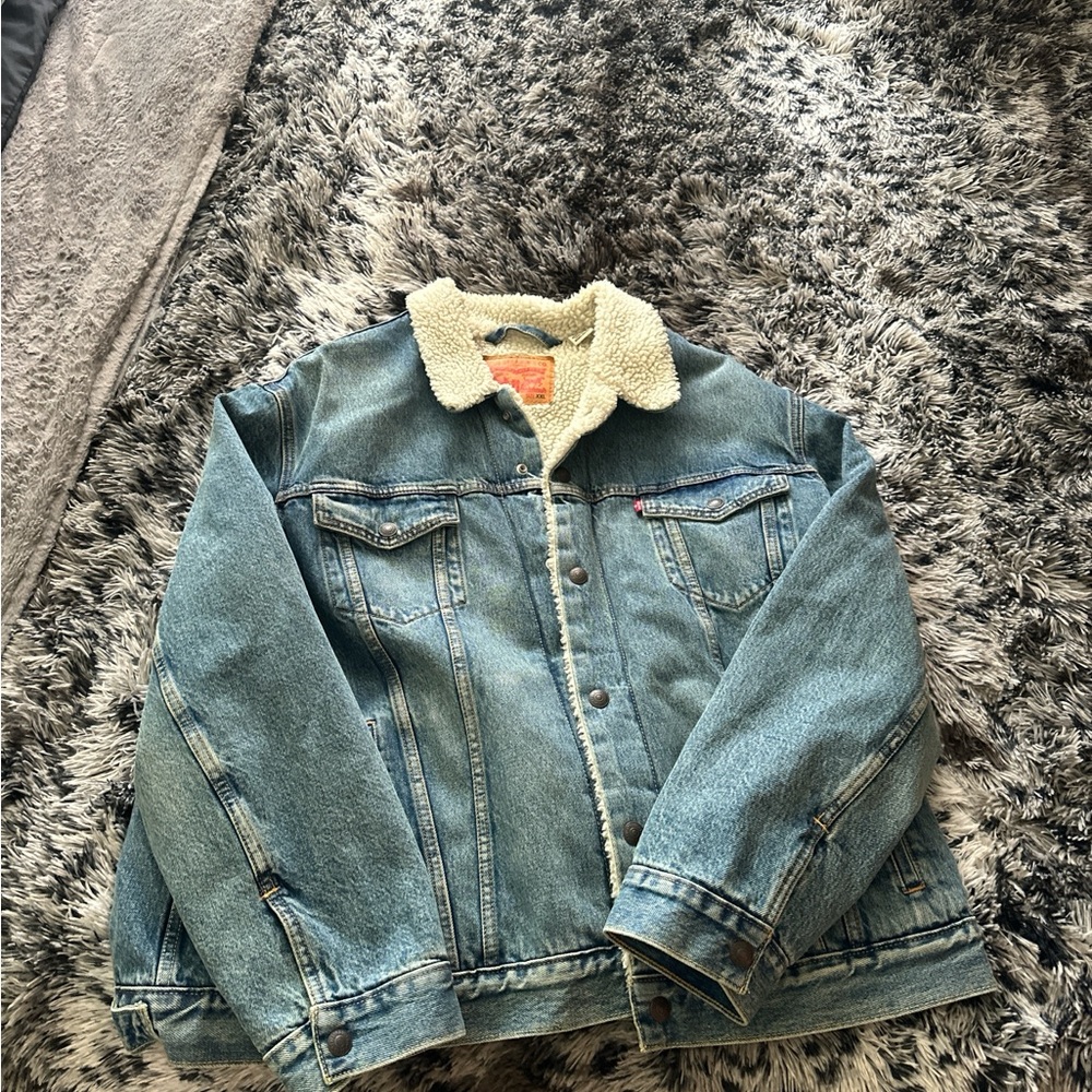 Levi's Blue Denim Sherpa Jacket